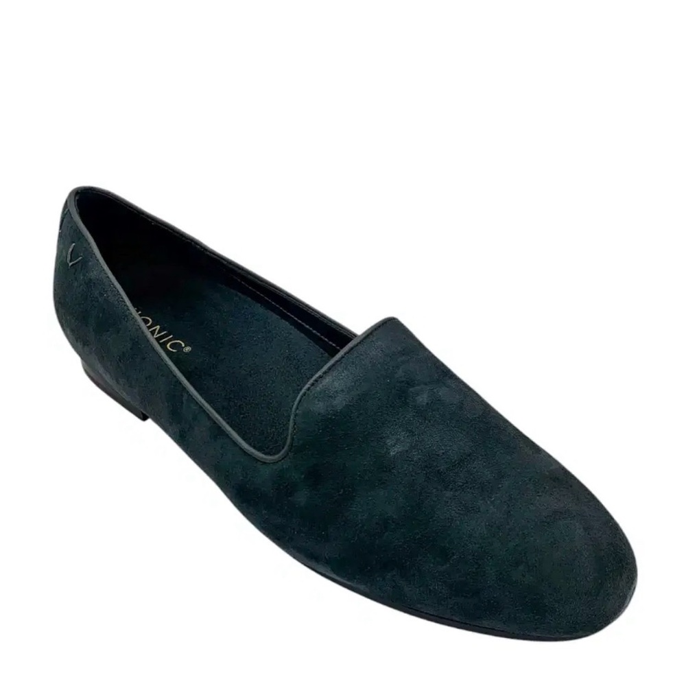 Vionic Women's 7.5 Willa II Suede Slip On Loafer Scarab Green Plantar Fasciitis